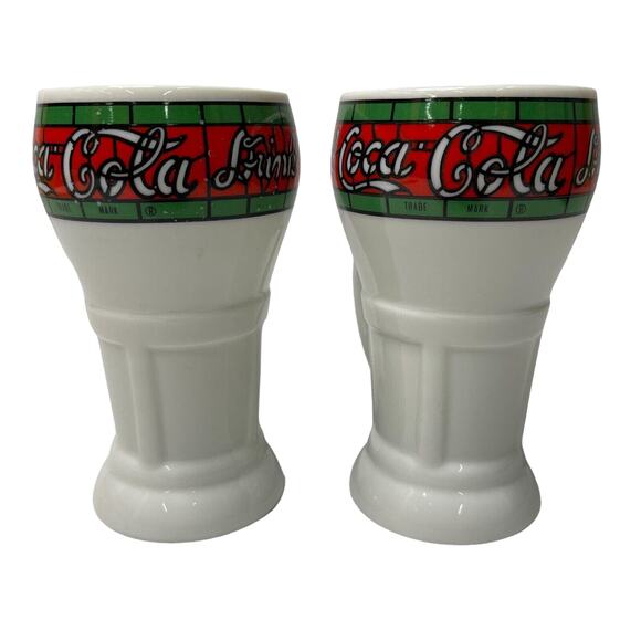 Set of 2 CocaCola Mann Made Mugs Exclusive White Ceramic Coffee Tea Cups Vintage - Picture 4 of 9